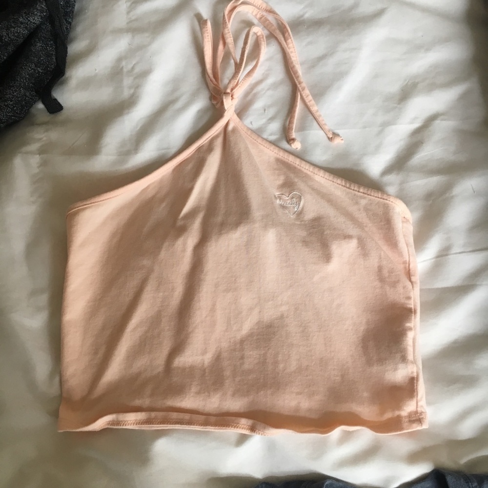 la hearts light pink crop top halterneck